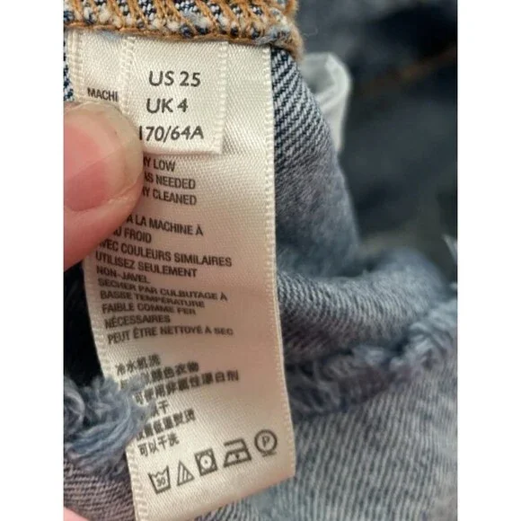 We The Free Denim Mini Skirt Women's Size 25 Asymmetrical Raw Hem Y2K Grunge - Picture 5 of 7